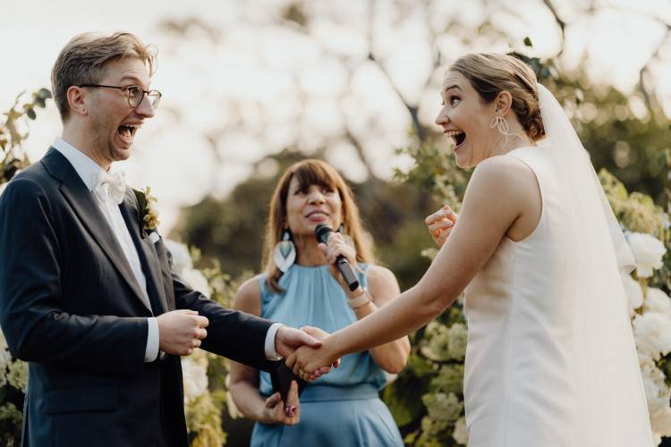 Fun wedding ceremony image at Athol Hall in Mosman by Across The Forest
