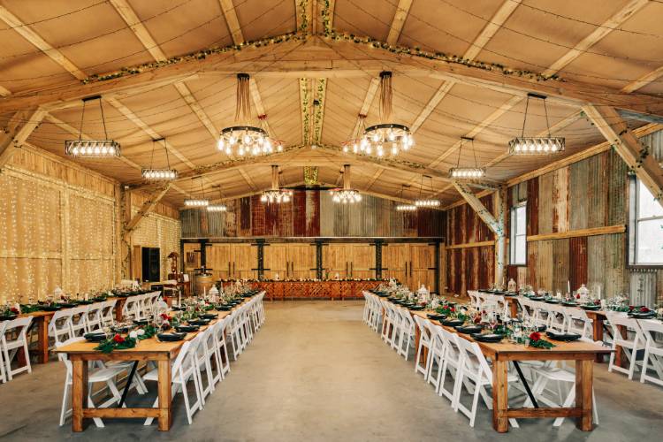 Barn wedding venue with long table reception at Mandalong NSW