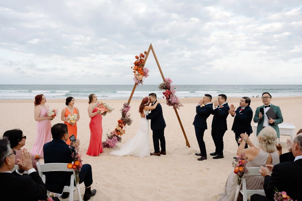 Beach wedding ceremony on the sand in Sydney