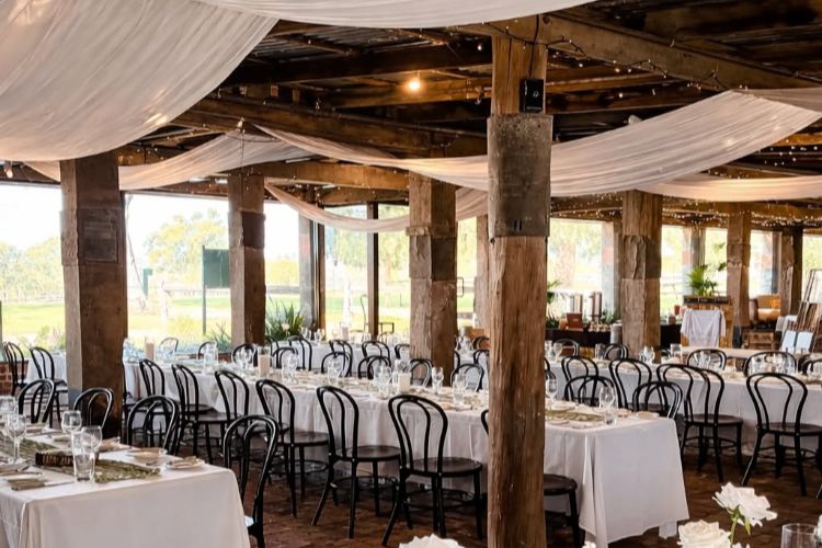Belgenny Farm's rustic barn set up for events