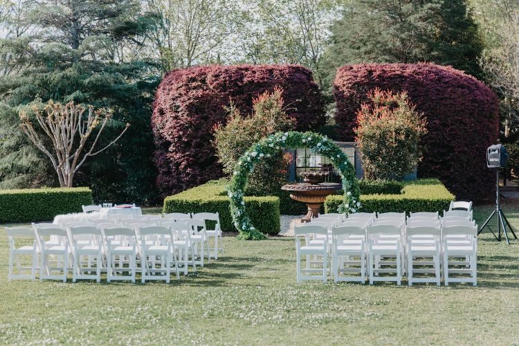 Garden wedding ceremony at Bells At Killcare