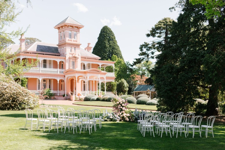 DIY wedding ceremony setup at Retford Park in the Southern Highlands