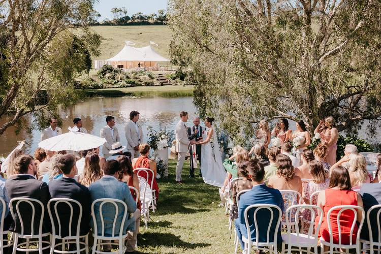 Damside wedding ceremony Forget Me Not Farm