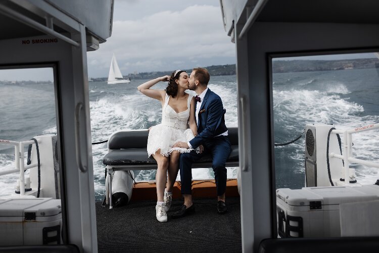 Documentary photography for a small wedding on Sydney Harbour by Anna Murray