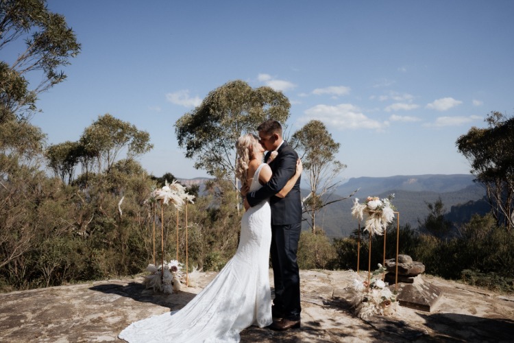 Newlyweds at a private elopement location in the Blue Mountains