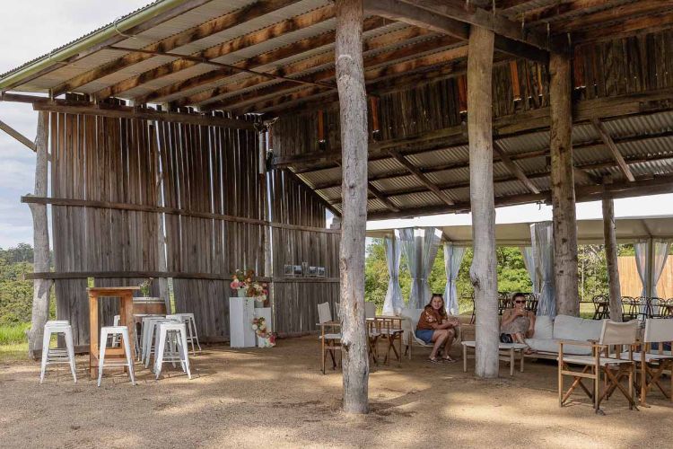 Rustic machinery shed wedding venue at Milton property Kiruna Farm
