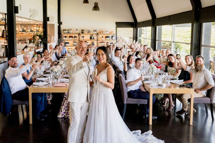 Foodie wedding venue with vineyard views in Pokolbin