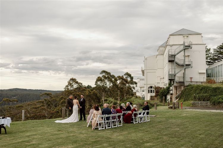Forest view wedding ceremony at the Hydro Majestic in the Blue Mountains