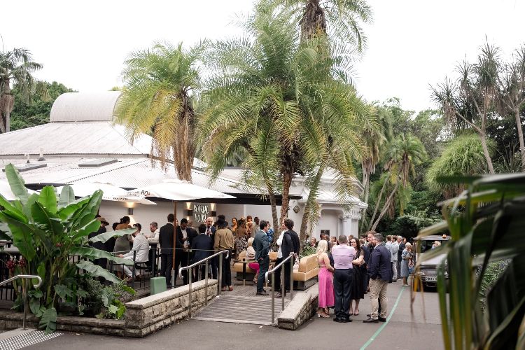 Garden party wedding pre-reception at Botanic House