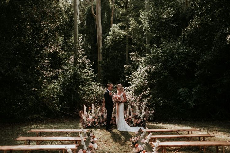 Garden ceremony at Central Coast wedding venue Bidja Estate
