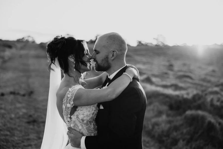Heartfelt Bride and Groom portrait in black & white by Paul Golbach Photography