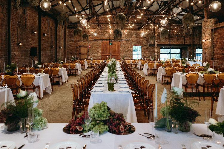 Heritage barn reception venue with rustic brick walls in Gerringong
