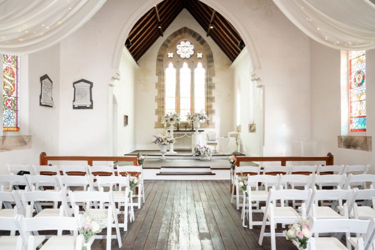 Indoor wedding ceremony venue at Lords Estate Chapel in Sydney