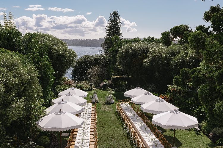 Lindesay House outdoor wedding reception on Sydney Harbour
