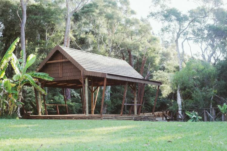 Outdoor reception venue in an enchanted woodland
