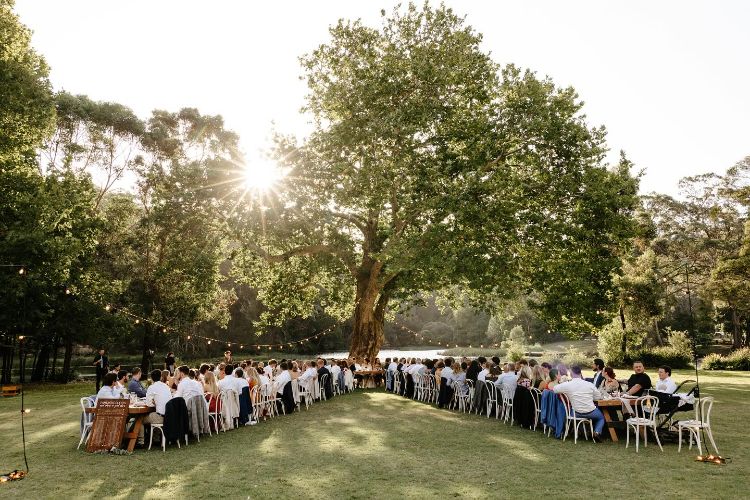 Royal National Park wedding reception in a riverside setting surrounded by trees