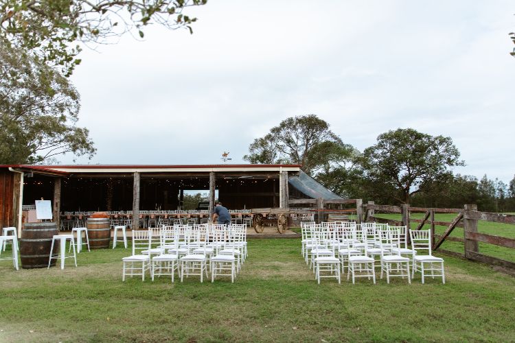 Rustic barn reception and ceremony at Riverside Ranch near Byron Bay