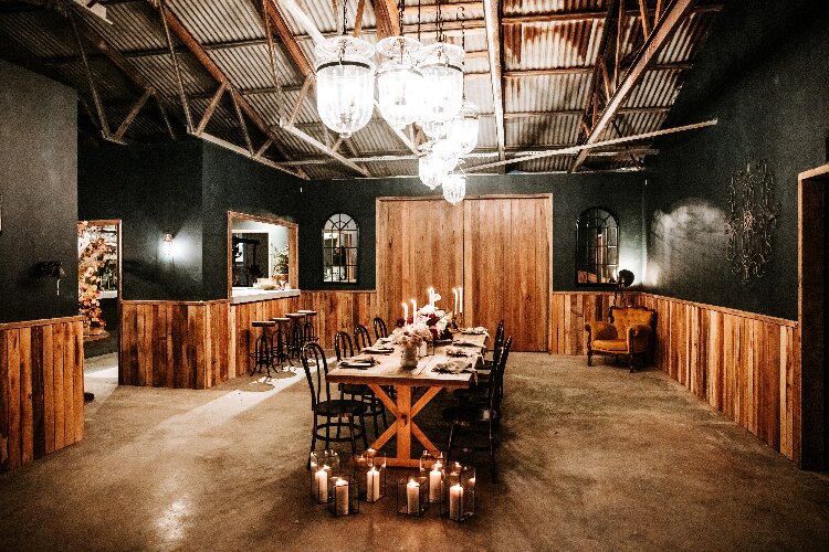 Rustic barn reception space at Eleven Eighty in the Illawarra