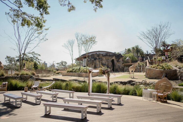 Rustic wedding ceremony space at Taronga Zoo in Mosman Sydney