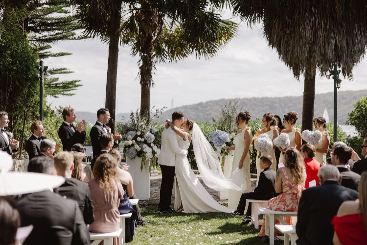 Small wedding in private garden at Palm Beach Property Sydney