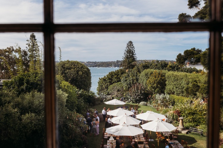 Garden wedding reception at Lindesay House at Darling Point on Sydney Harbour