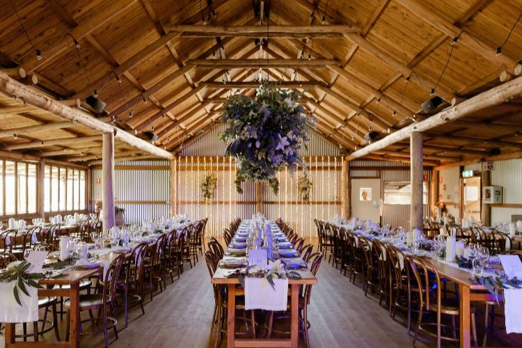 Timber barn wedding reception at Waldara Farm in Oberon NSW