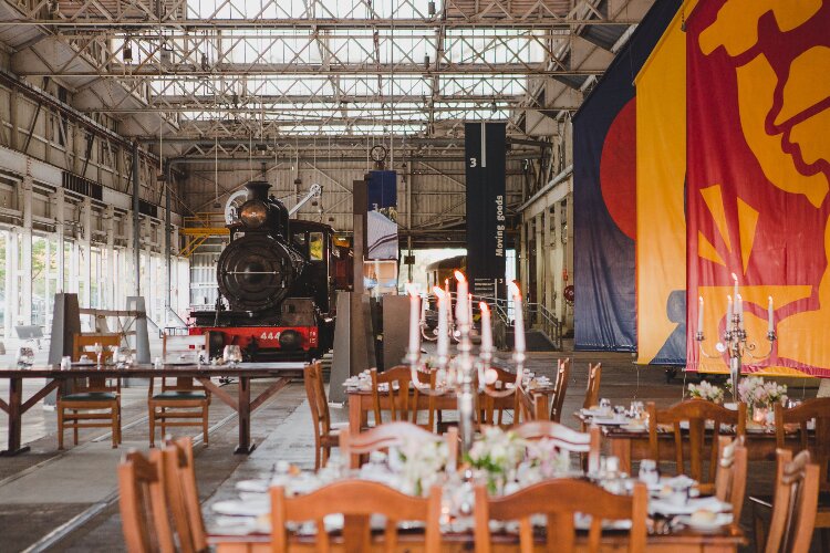 Train wedding venue at Workshops Rail