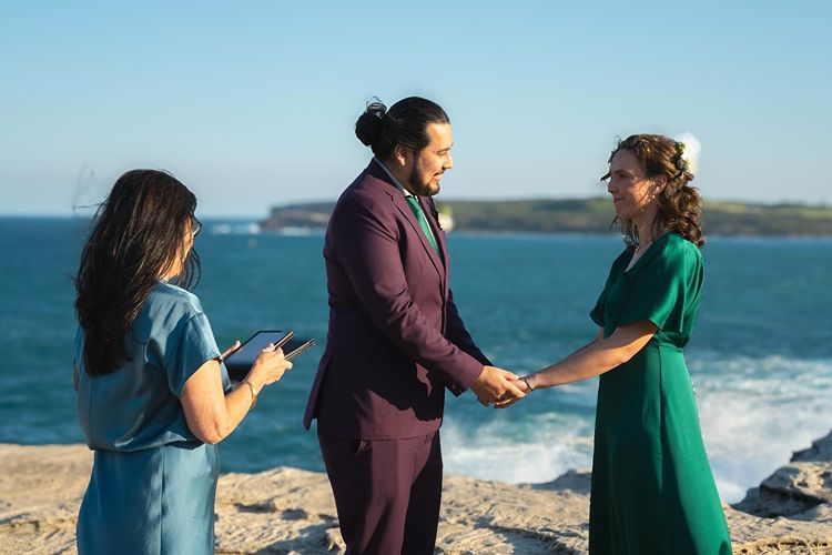 Vicky Fritmann performing a legals only elopement ceremony in Maroubra Sydney