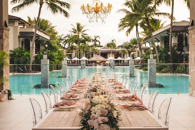 Wedding resort with poolside reception venue near Cairns QLD