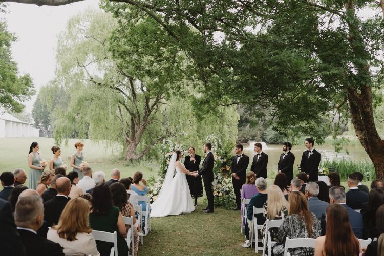 Garden wedding ceremony at Briars Conservatory in the Southern Highlands