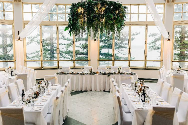 Wedding reception set up at Crowne Plaza Terrigal on the Central Coast