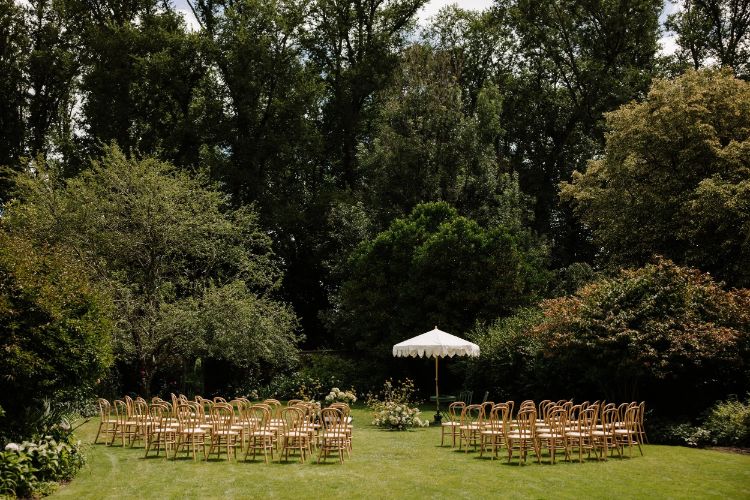 Garden wedding ceremony area at Mona Farm on the NSW South Coast