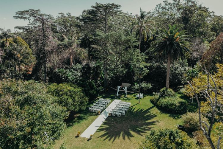 Outdoor wedding ceremony amongst trees at The Linton on the Central Coast NSW