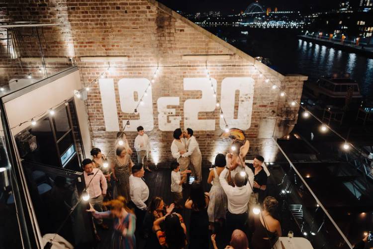 Cocktail-style wedding reception at SOHO, Doltone House Jones Bay Wharf Pyrmont