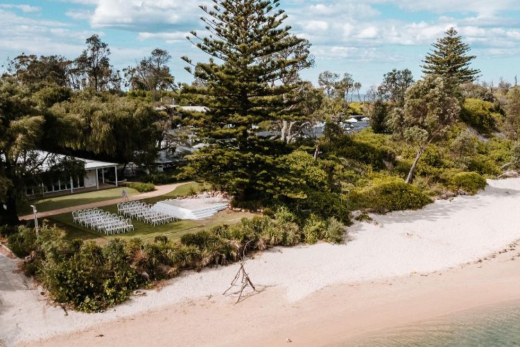 Aerial view of The Cove Jervis Bay wedding venue with onsite accommodation